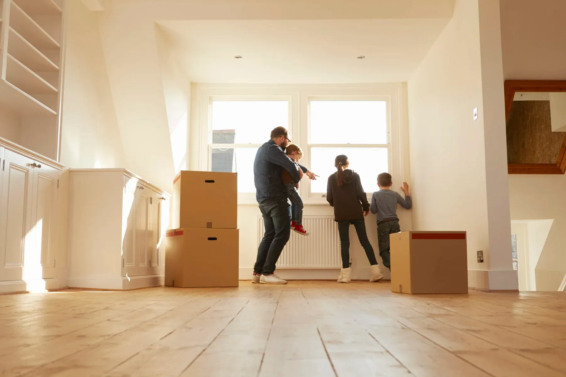 A family settling into a new home
